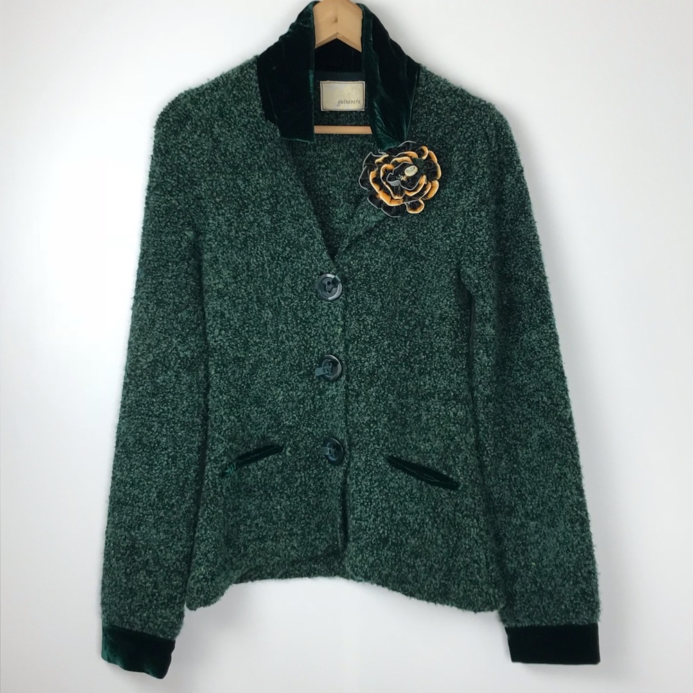 Anthro's Guinevere Coming Up Roses Boucle Cardigan